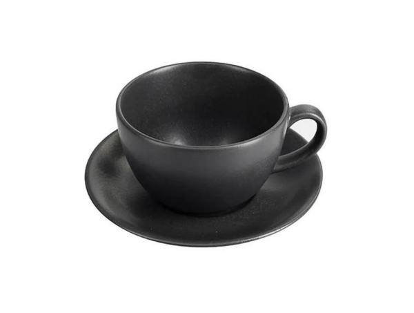 Porland 222134 Seasons Siyah Tabaklı Çay Fincanı 370cc 6 adet