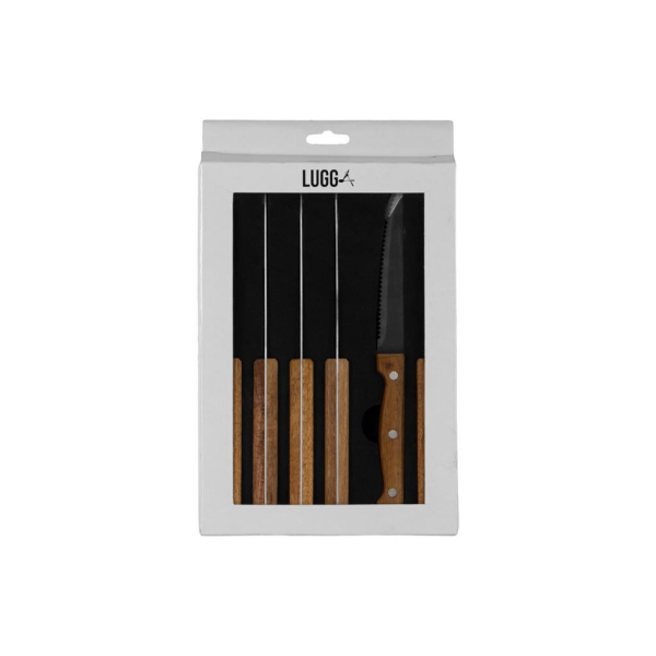 Lugga Ahşap Saplı Steak - Biftek Bıçağı 21 cm 6'lı