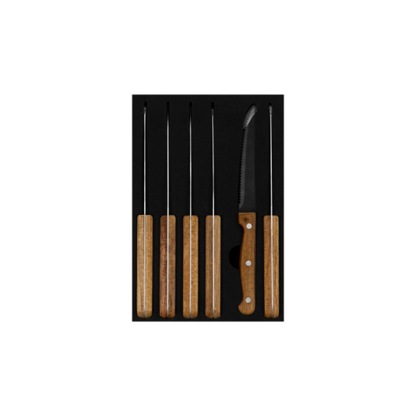 Lugga Ahşap Saplı Steak - Biftek Bıçağı 21 cm 6'lı