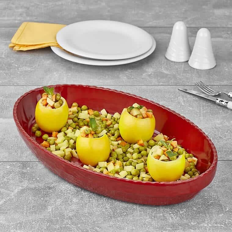 Külsan Thermoset Olie Servis Tabağı, Teşhir Tabağı 40x25 cm, Kırmızı