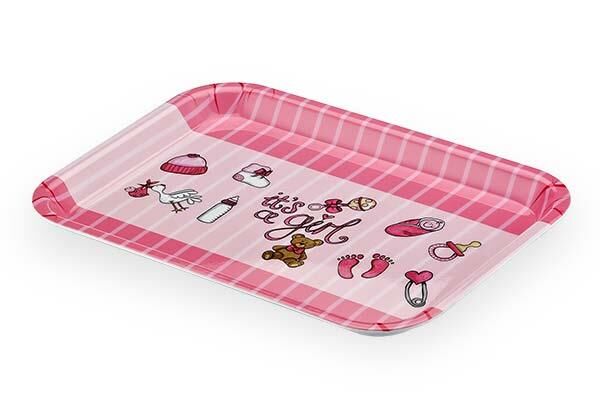 Külsan Thermoset Baby Life Bebek Tepsi, 31x23 cm, Pembe