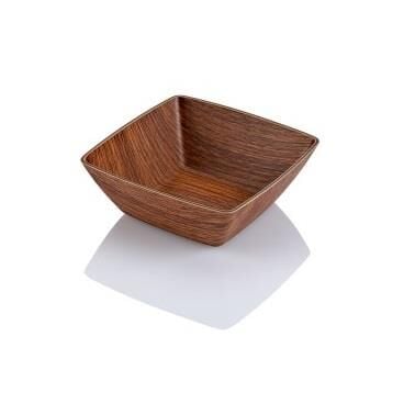 Evelin Ahşap Görünümlü Mini Kare Kase 10x10x3,5 cm