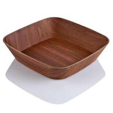 Evelin Ahşap Görünümlü Quatro Kare Kase 14x14x4,5 cm