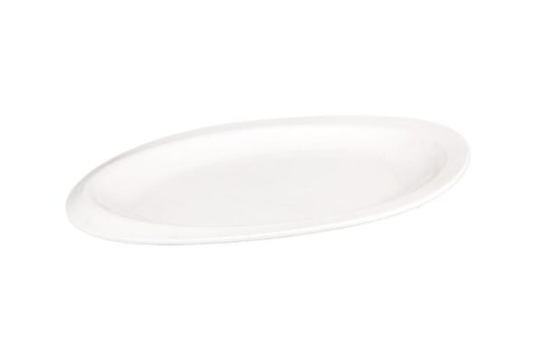 Globy Açık Büfe Oval Sunum Tabak Beyaz 42×28,5×4 Cm