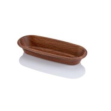 Evelin Ahşap Görünümlü Oval Ekmeklik - Ekmek Sepeti 23x31x5 cm