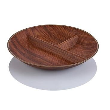 Evelin Ahşap Görünümlü Tokyo Bölmeli Yuvarlak Çerezlik - Kase