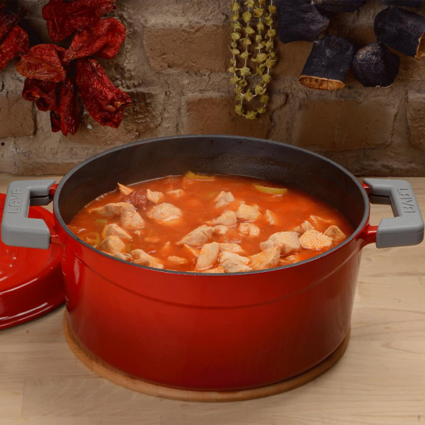 Lava Döküm Trendy Yuvarlak Tencere 32 cm Kırmızı