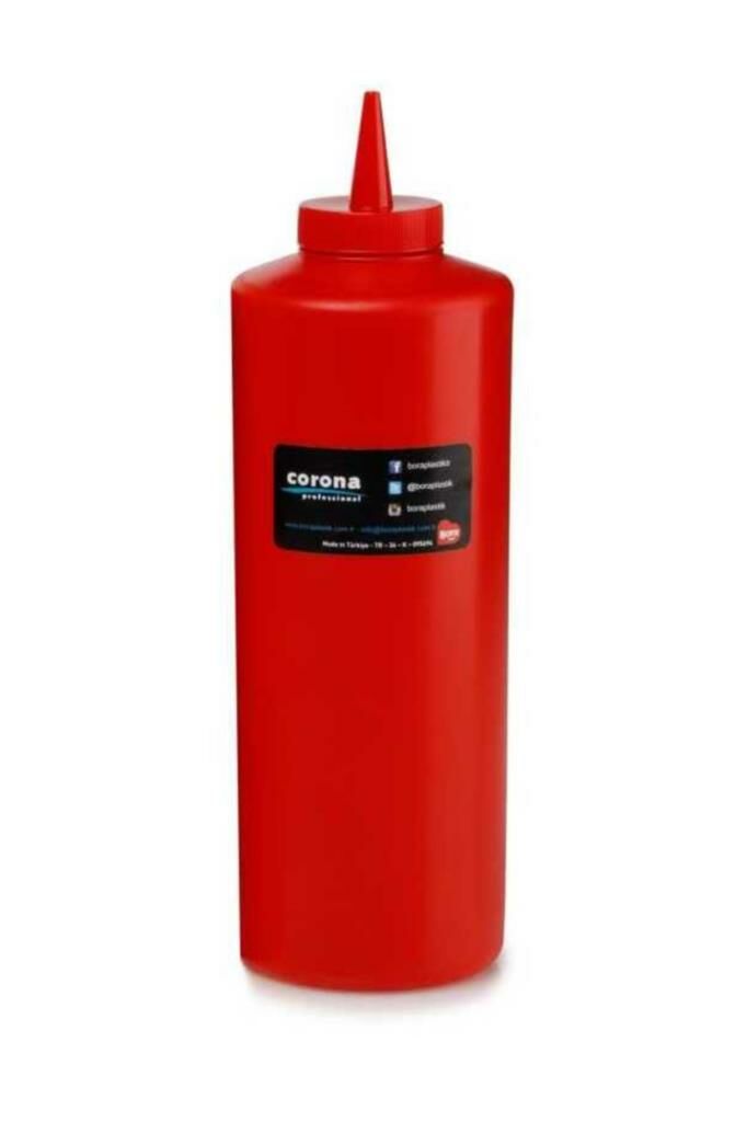Bora Plastik Corona Professional Ketçap Şişesi Kapaklı Kırmızı 950 cc - BO2107