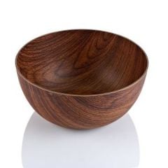 Evelin Ahşap Görünümlü Yuvarlak Kase - Çerezlik 16 x 8,5 cm