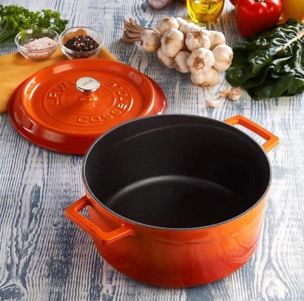 Lava Döküm Trendy Yuvarlak Tencere 28 cm Turuncu