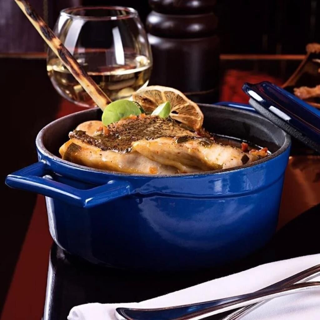 Lava Döküm Trendy Yuvarlak Tencere 32 cm Mavi