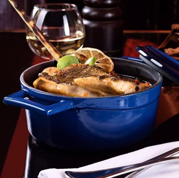 Lava Döküm Trendy Yuvarlak Tencere 32 cm Mavi