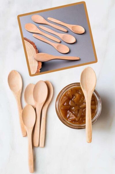 Globy Ahşap Baharat Kaşığı, Tatlı Kaşığı 6'lı 12 cm