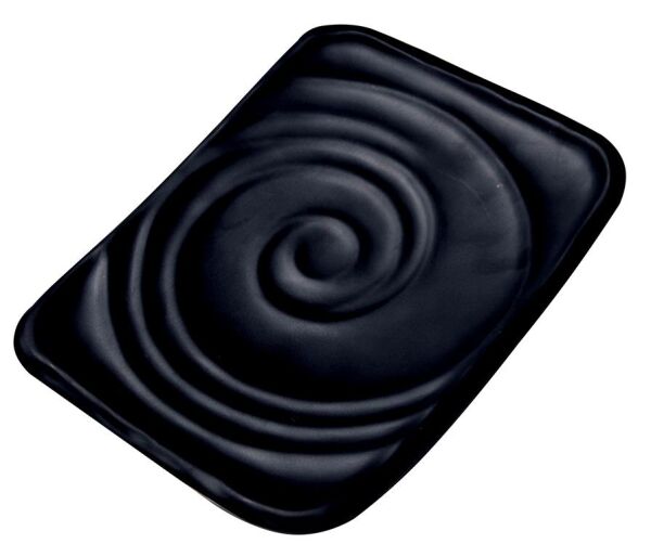 Globy Açık Büfe Dikdörtgen Dalgalı Tabak Siyah 25,4x20xH:3,8 cm