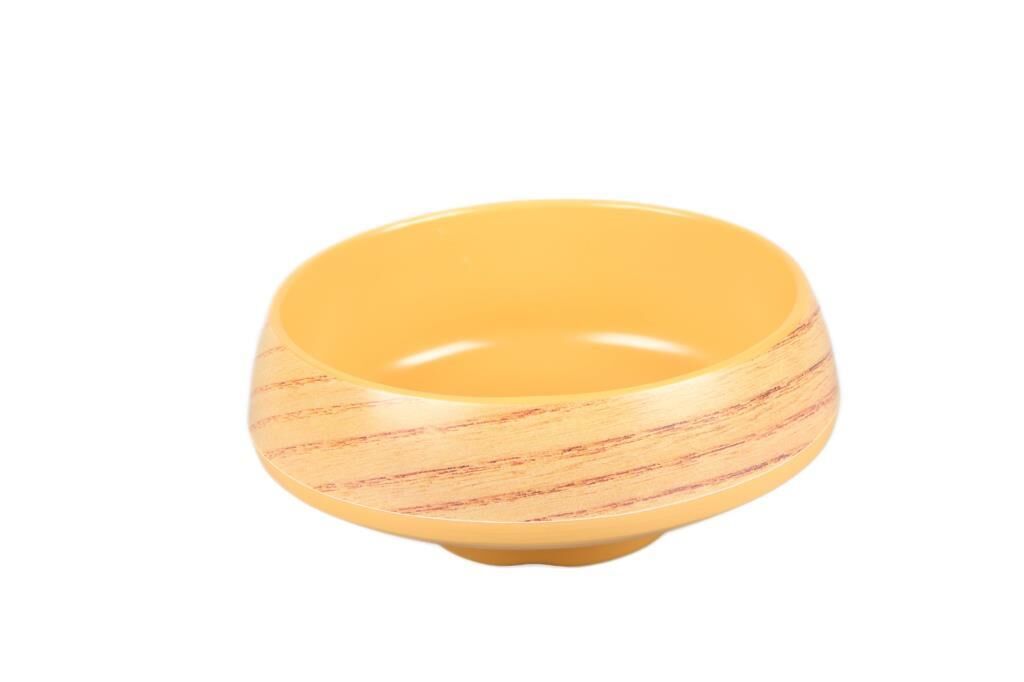 Globy Ahşap Desenli Yuvarlak Kase Sarı 15,6×15,6×6,5 Cm