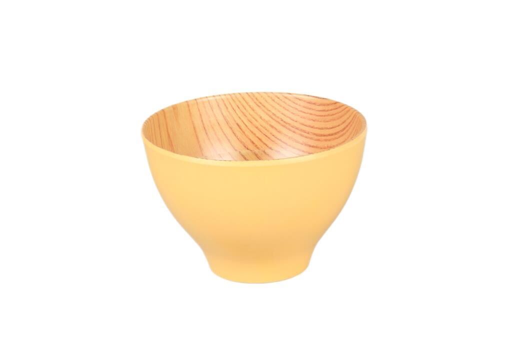Globy Yuvarlak Ahşap Desenli Kase Sarı 15×10 Cm