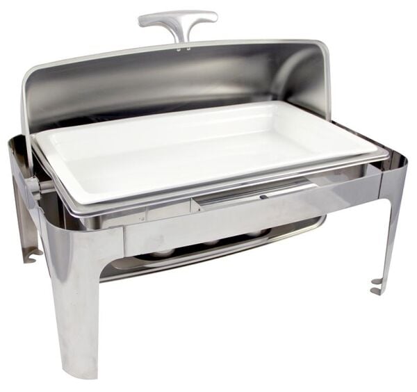Globy Chafing Dish Lux Dikdörtgen Roll Top Kapaklı, Yakıtlı