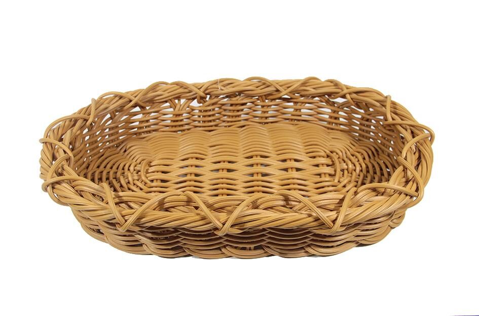 Globy Rattan Dokuma Plastik Oval Açıkbüfe Ekmek Sepeti, Ekmeklik 45x30 cm