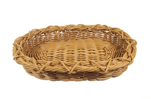 Globy Rattan Dokuma Plastik Oval Açıkbüfe Ekmek Sepeti, Ekmeklik 45x30 cm
