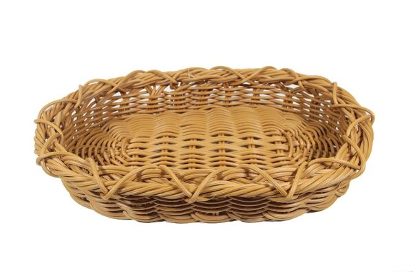Globy Rattan Dokuma Plastik Oval Açıkbüfe Ekmek Sepeti, Ekmeklik 45x30 cm