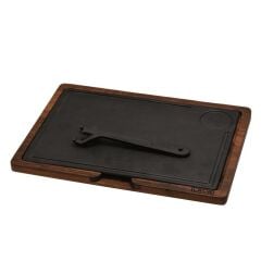 Lava Döküm Ahşap ve Döküm Demir Hot Plate Servis Tahtası Ölçü 22x33 cm