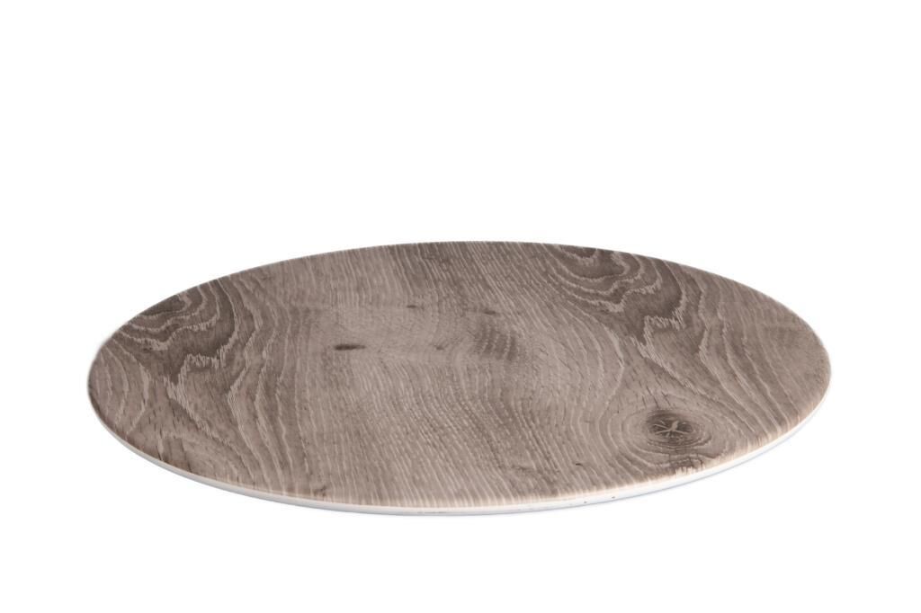 Globy Açık Büfe Ahşap Desen Yuvarlak Sunum Tabak 33×2 Cm
