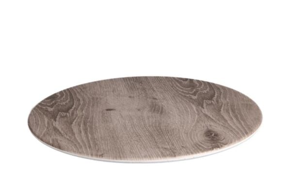 Globy Açık Büfe Ahşap Desen Yuvarlak Sunum Tabak 33×2 Cm