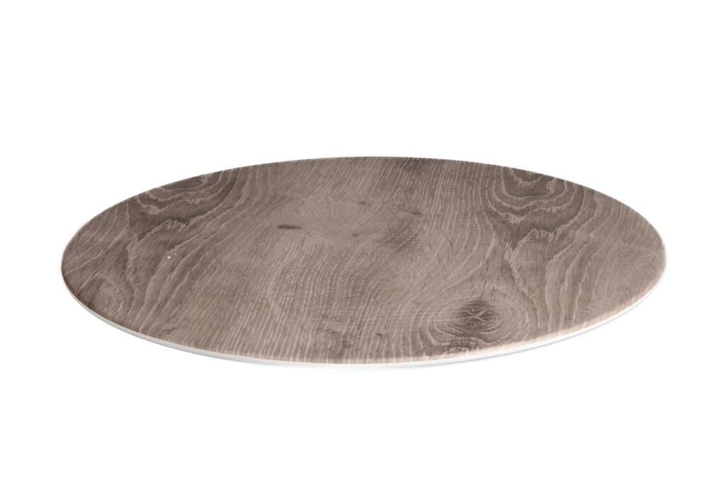 Globy Açık Büfe Ahşap Desen Yuvarlak Sunum Tabak 41×2 Cm