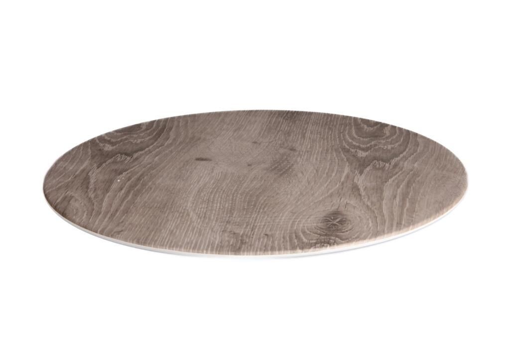 Globy Açık Büfe Ahşap Desen Yuvarlak Sunum Tabak 41×2 Cm