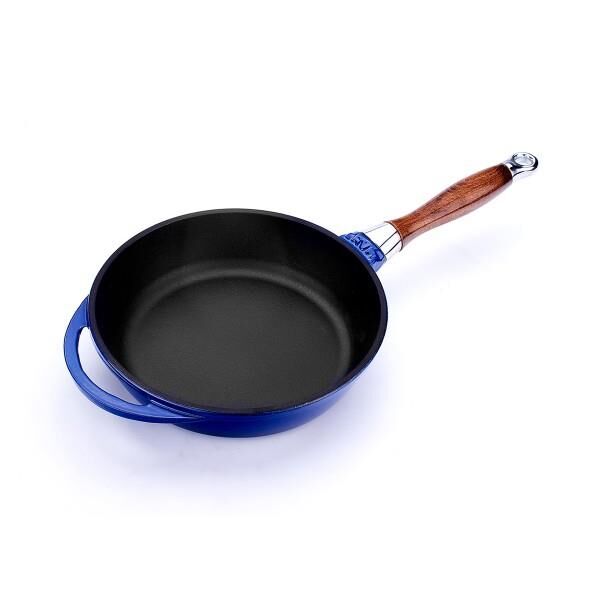 Lava Döküm Mavi Ahşap Saplı Kızartma Tavası 24 cm