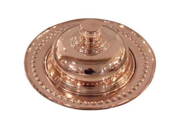 Bakır Kapaklı Sahan 16 cm - El İşçiliği