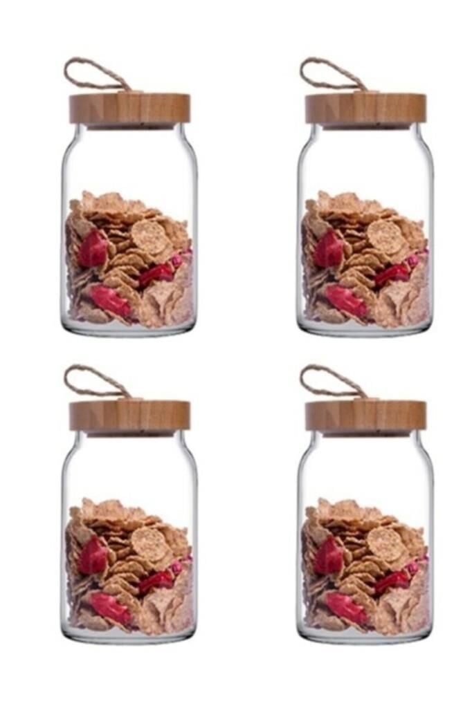 Paşabahçe Woody Bambu Kapaklı Kavanoz 860 cc 4'lü