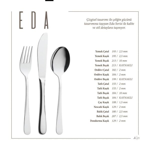 Lugga Eda Model 18/10 Yemek Bıçağı 12 Adet