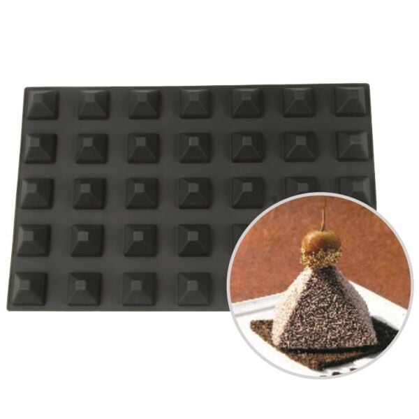 Globy Profesyonel Silikon Piramit Desenli Tatlı,Kek Kalıbı 35li