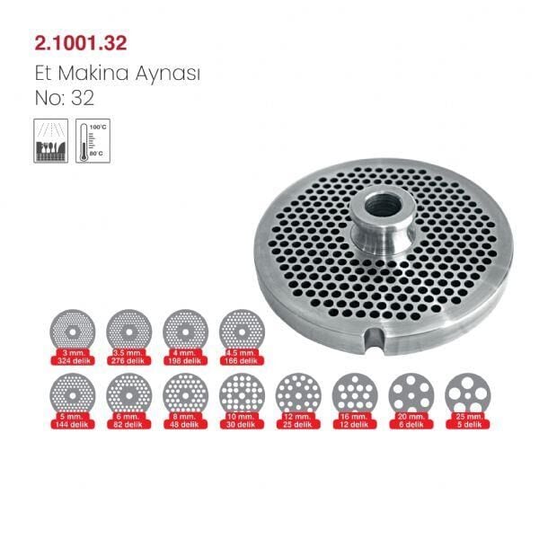 Salvador Paslanmaz Et, Kıyma Makinesi Aynası No:32 12 mm