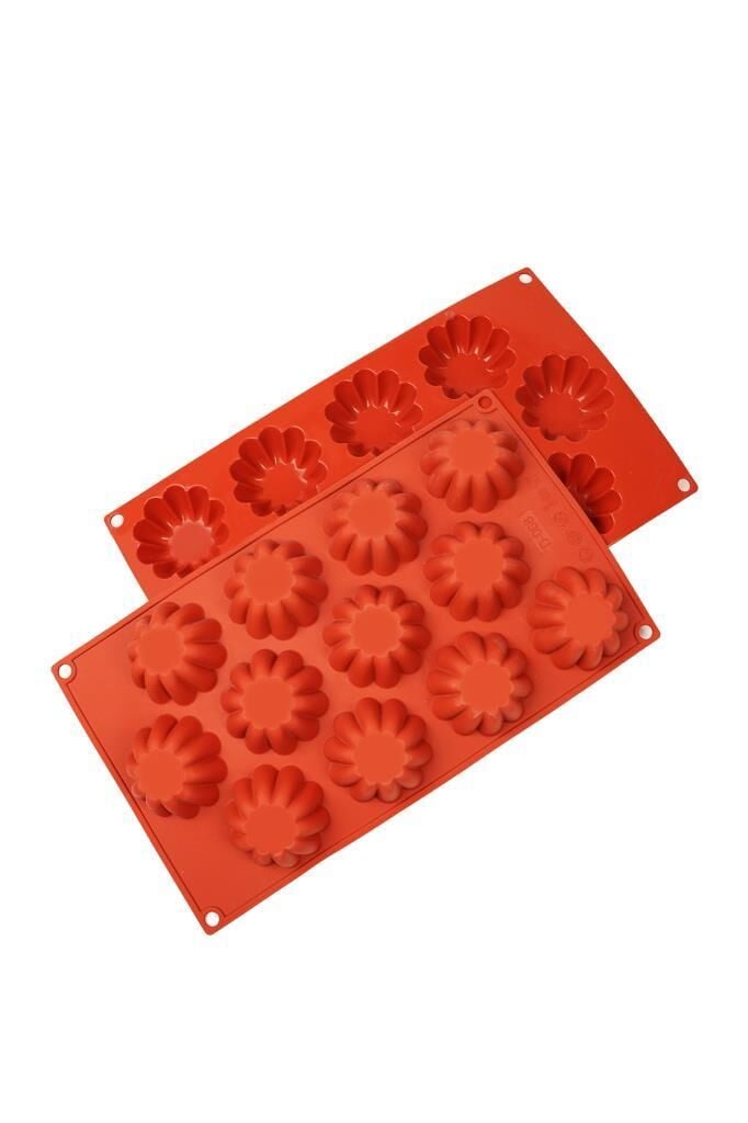 Globy Silikon Çiçek Desenli Muffin, Kek Kalıbı 12'li