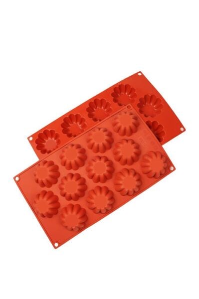 Globy Silikon Çiçek Desenli Muffin, Kek Kalıbı 12'li