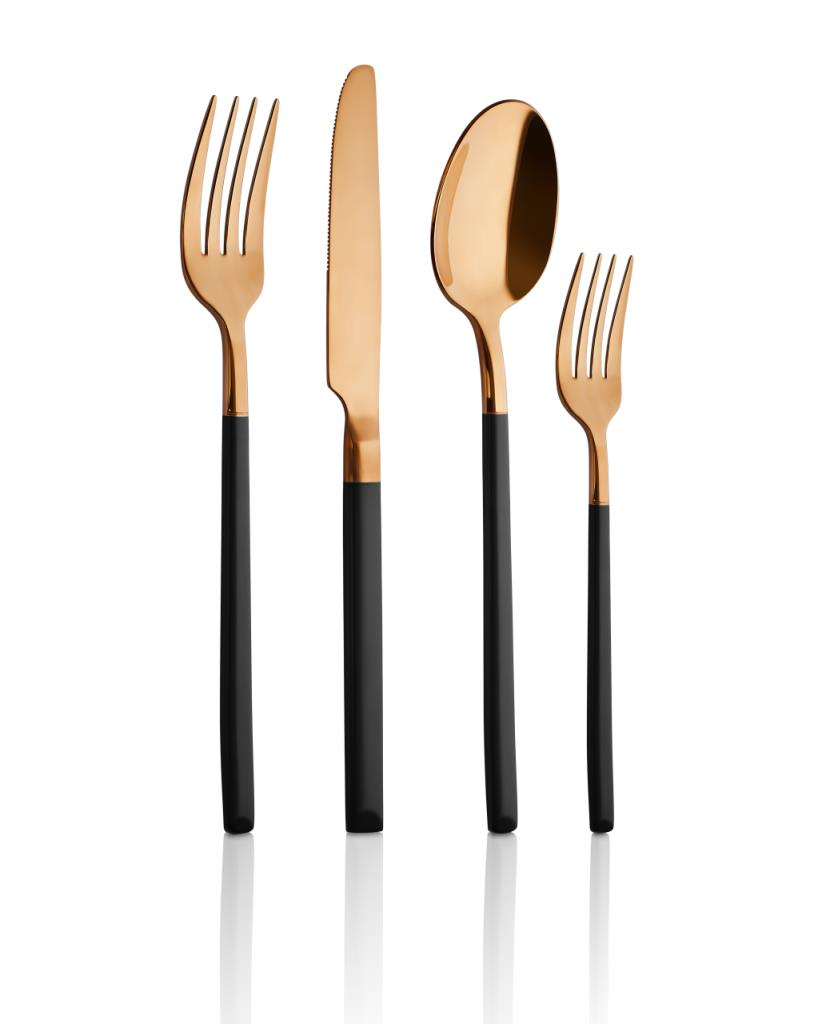 Aryıldız Soho Prestige Siyah Bronz 24 Parça Çatal Kaşık Bıçak Takımı