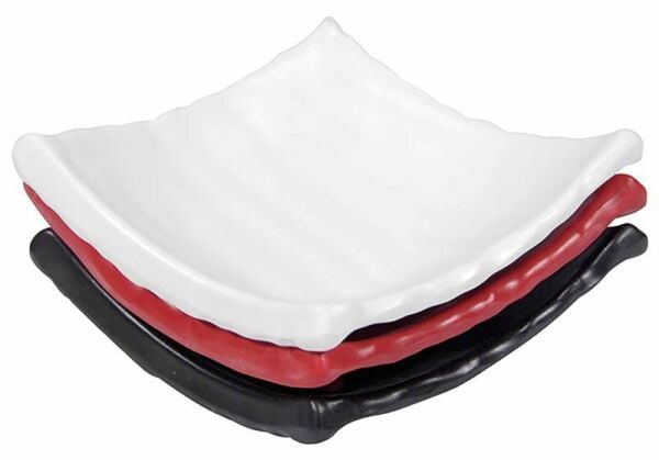 Globy Melamin Mini Kare Sos Tabak Kırmızı 14x14 cm 6'lı