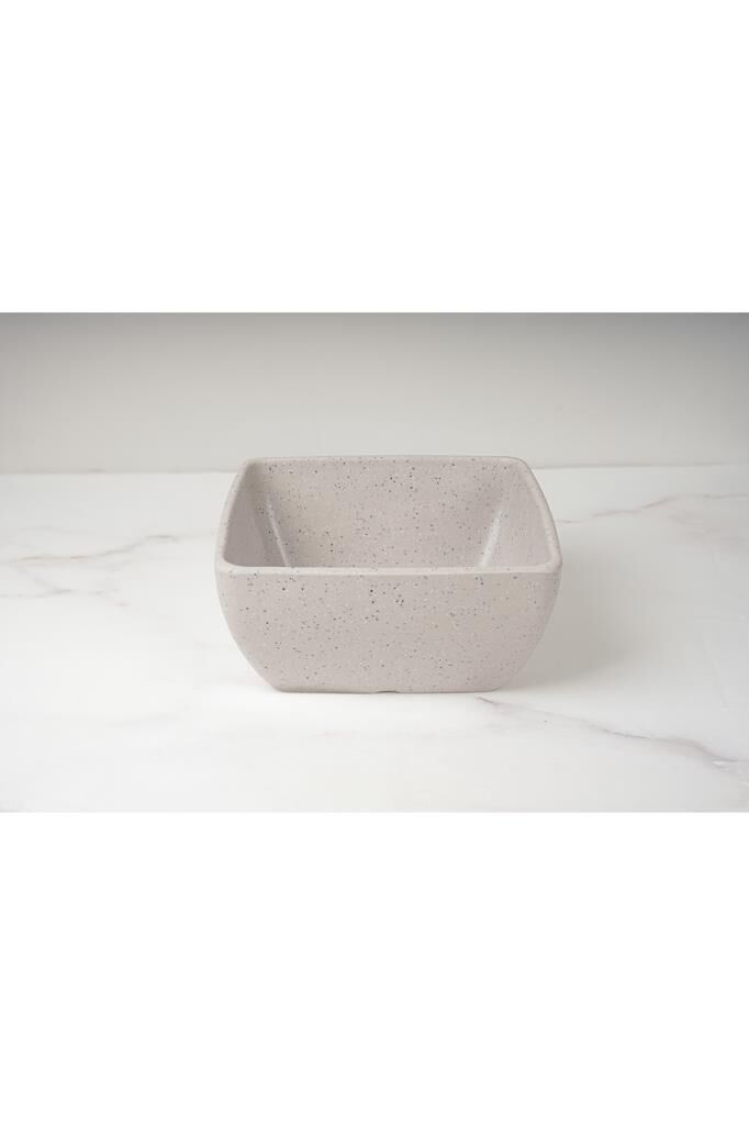 Globy Melamin Açık Büfe Granit Kare Kase Açık Gri 19*19*9 cm;
