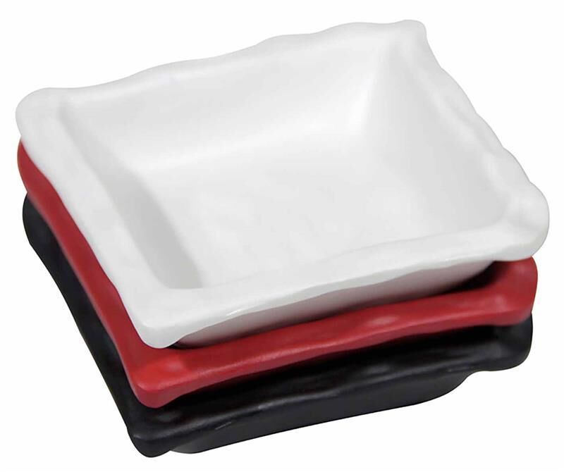 Globy Melamin Mini Kare Tabak Kırmızı 9x9 cm 6'lı