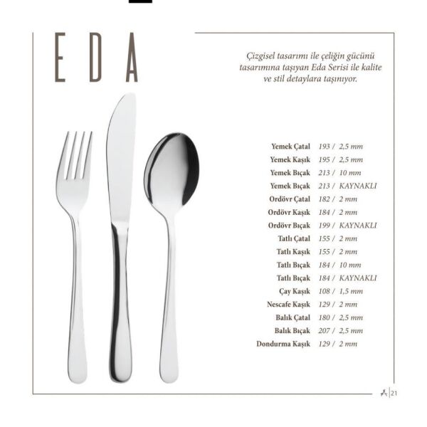 Lugga Eda Model 18/10 Çay Kaşığı 12 Adet