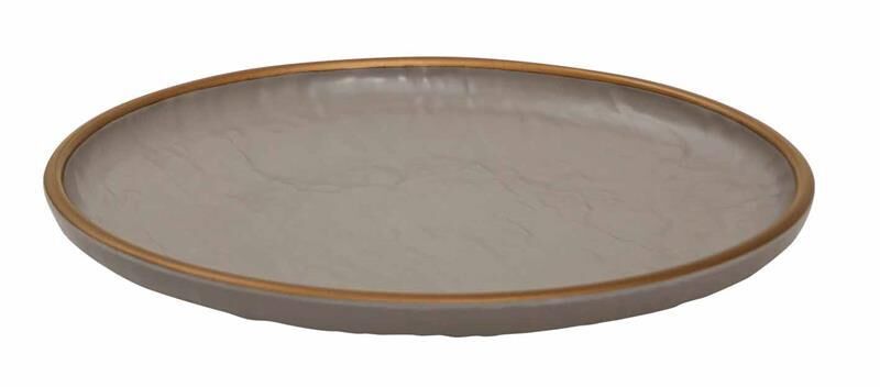 Globy Açık Büfe Yuvarlak Servis Sunum Tabağı Gold 28x28x3,2 cm