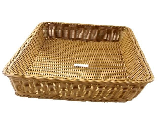Globy Rattan Dokuma Plastik Dikdörtgen Açıkbüfe Ekmek Sepeti, Ekmeklik 59.5x44.5 cm