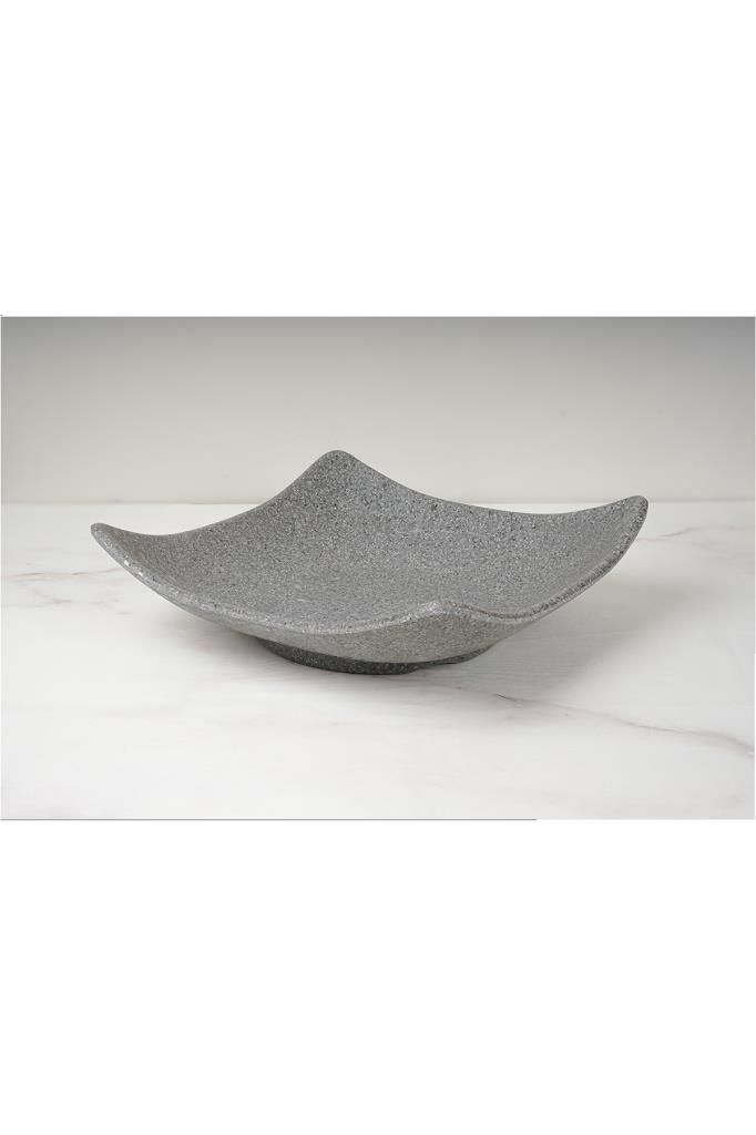 Globy Melamin Açık Büfe Granit Sunum Tabak Kare Koyu Gri 24.5*24.5*7 cm;