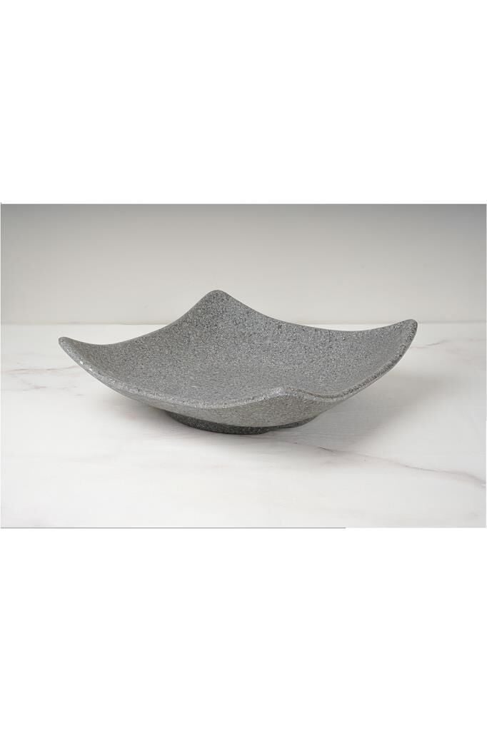 Globy Melamin Açık Büfe Granit Sunum Tabak Kare Koyu Gri 24.5*24.5*7 cm;