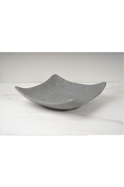 Globy Melamin Açık Büfe Granit Sunum Tabak Kare Koyu Gri 24.5*24.5*7 cm;