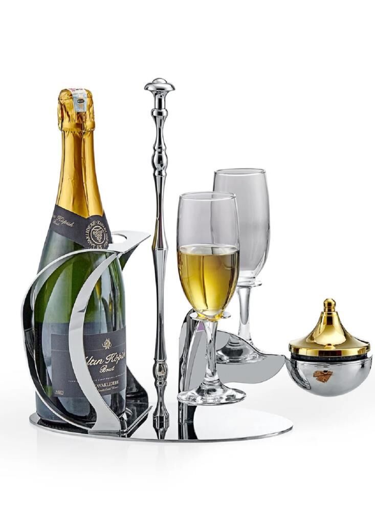 Güren Metal Oda Şampanya - Şarap Havyar Sunum Seti