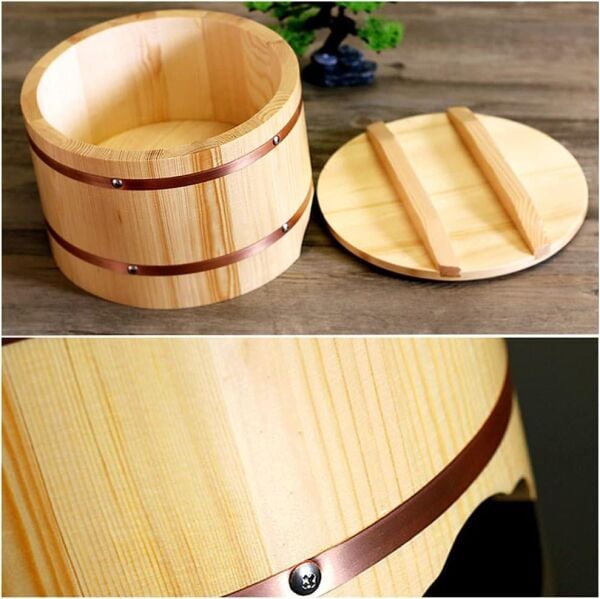 Globy Ahşap Kapaklı Pirinç Karıştırma Kasesi, Fıçısı 30 cm