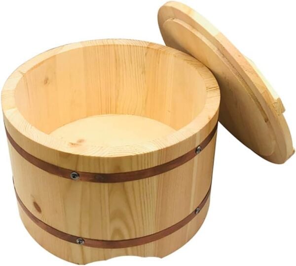 Globy Ahşap Kapaklı Pirinç Karıştırma Kasesi, Fıçısı 30 cm